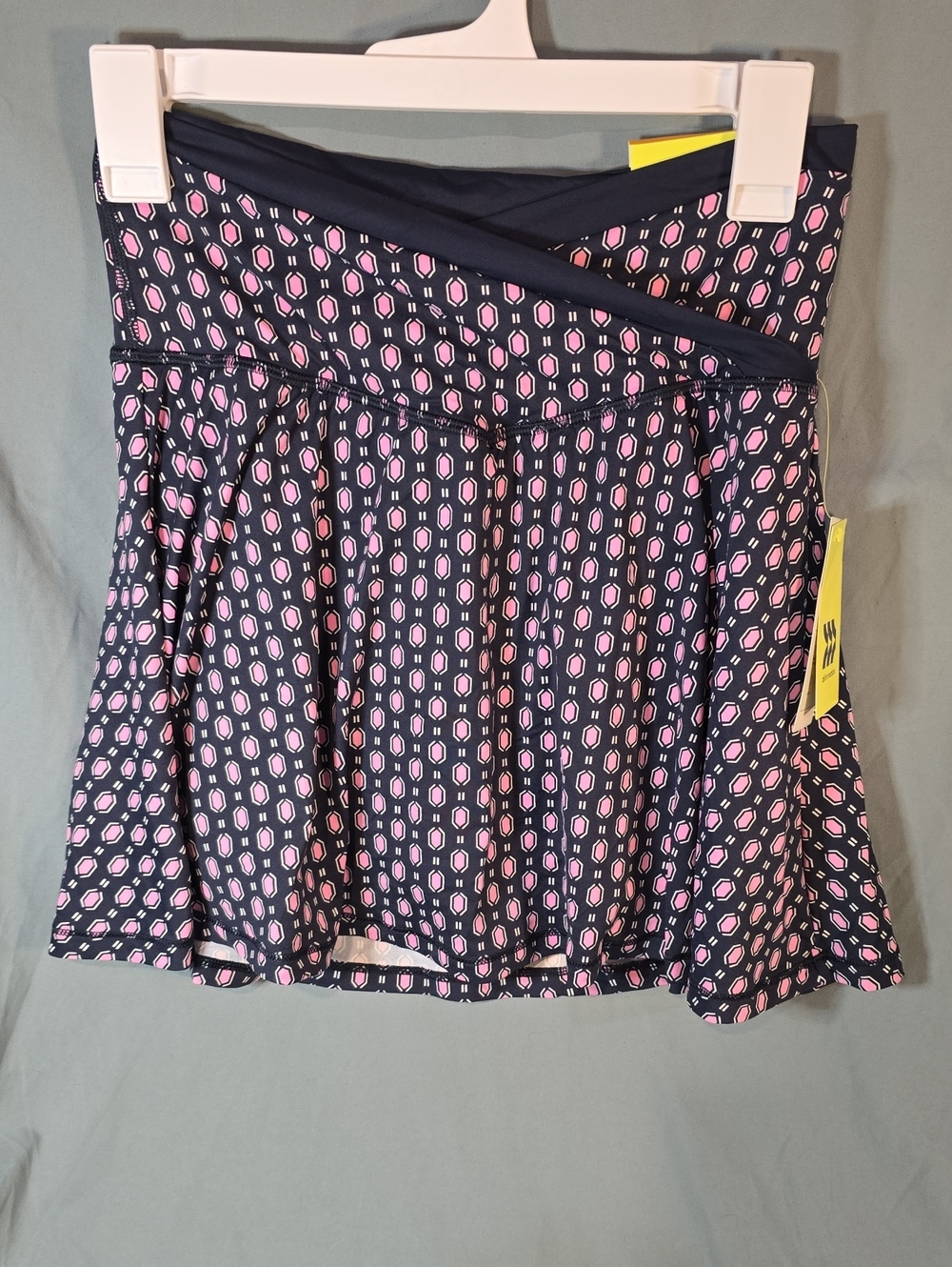 all in motion Navy Skater Skirt with Pink Geometric Print